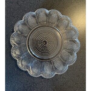 VTG Indiana Glass Clear Hobnail 8" Dessert Salad Plate Devil Egg Plate Retro